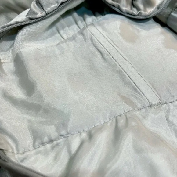 Couture Satin Silver Gown: hand beaded - art nouveau - handmade - deco style - Picture 6 of 12